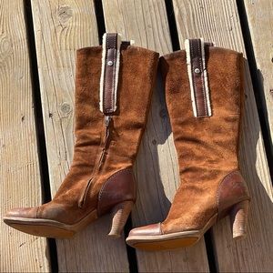 Ugg Leather Heeled Boots 7.5 Fabulous Vintage Style Tall